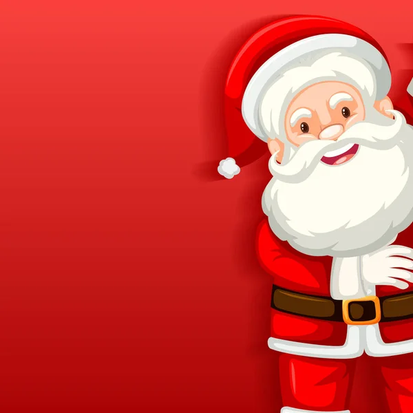 Nette Weihnachtsmann Cartoon Figur Auf Rotem Hintergrund Illustration — Stockvektor