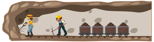 Illustration Paysage Souterrain Des Mines Charbon — Image vectorielle