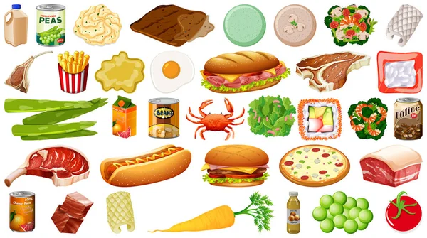 İzole edilmiş yemek çizimleri.