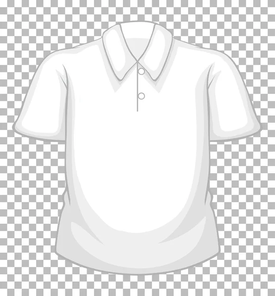 透明な背景イラストにボタンで隔離された空白の白い半袖シャツ — ストックベクタ