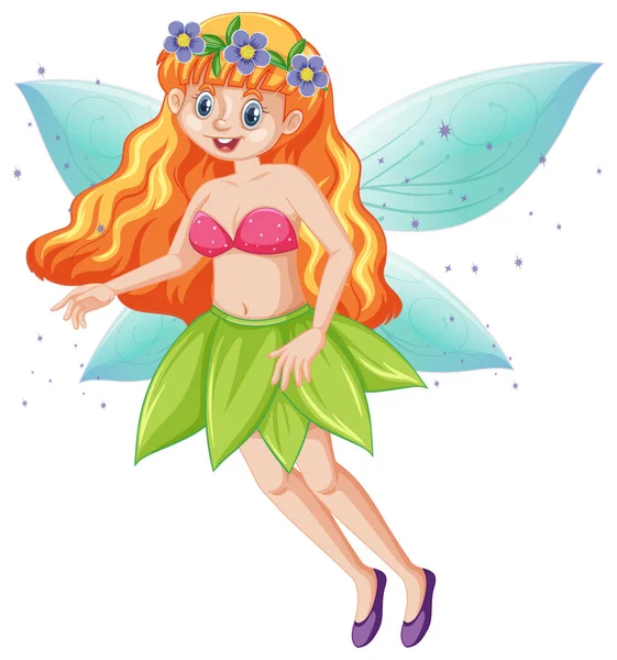 Cute Fairy Standing Position Cartoon Character White Background Illustration — Stock Vector