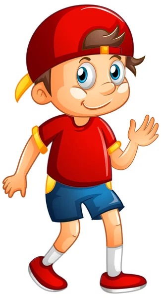 Niño Con Gorra Roja Sobre Fondo Blanco Ilustración — Vector de stock