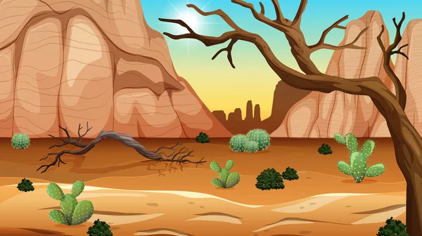 Wild Desert Landscape Daytime Scene Illustration — Stock Vector
