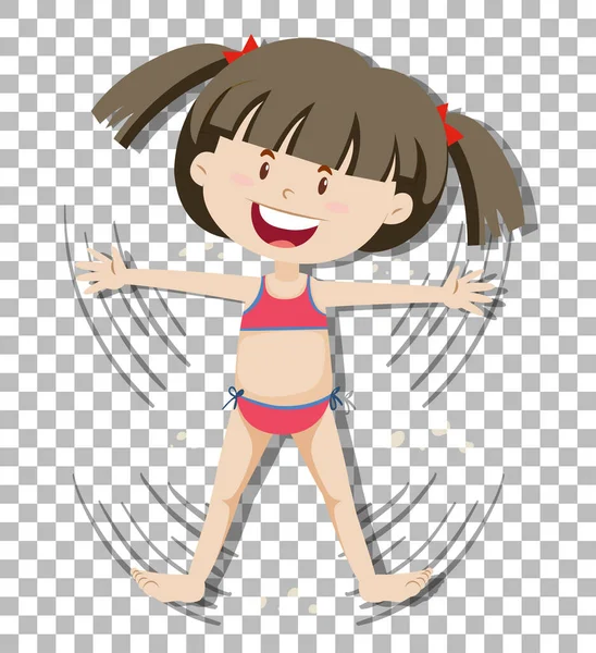 Cute Girl Wearing Bikini Transparent Background Illustration — Stock Vector