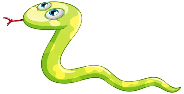 白色背景图上的绿色蛇卡通人物 — 图库矢量图片