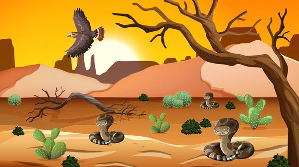 Paisagem Selvagem Deserto Durante Dia Ilustração Cena — Vetor de Stock