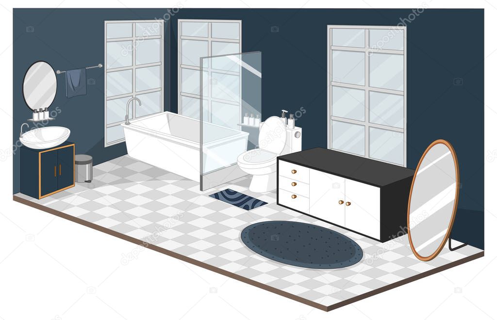 Bathroom interior with furniture modern style illustration