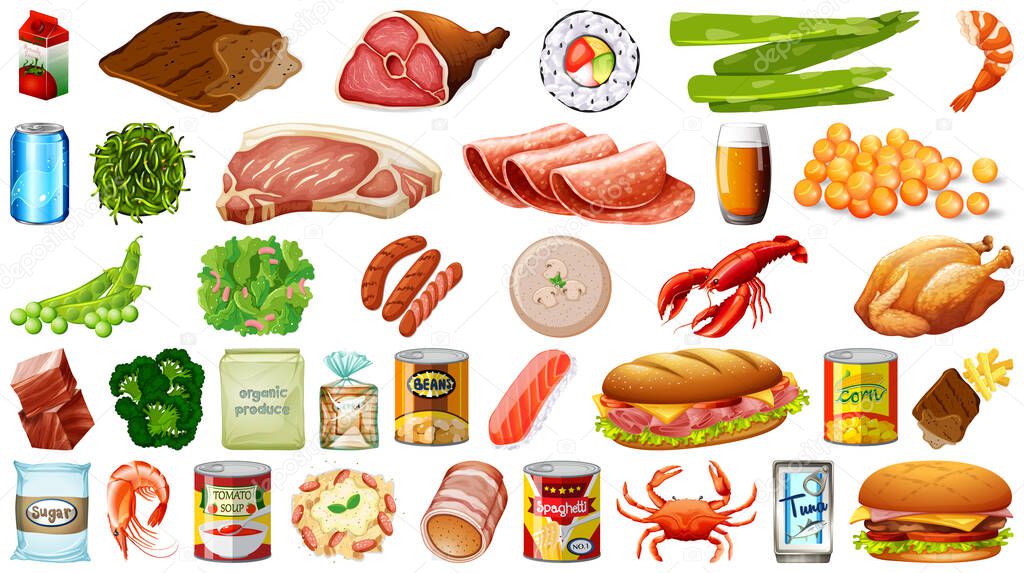 Set of food isolated illustration