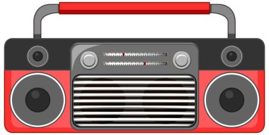 Beyaz arkaplanda izole edilmiş kırmızı radyo müzik çalar