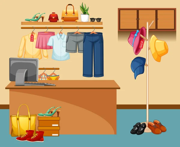 Moda Ropa Tienda Fondo Ilustración — Vector de stock