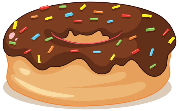 Chocolade Donut Geïsoleerd Witte Achtergrond Illustratie — Stockvector