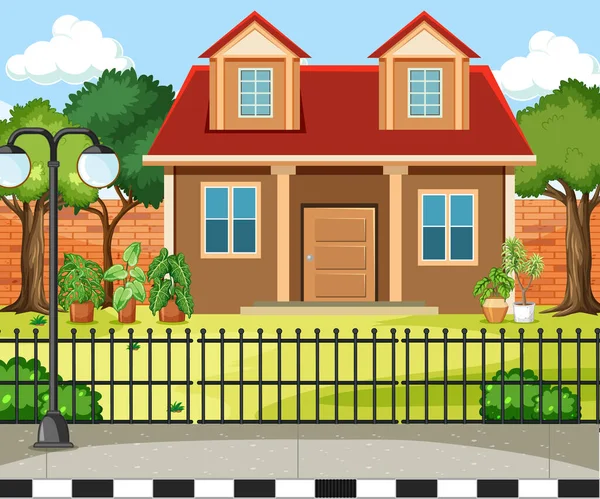 Outdoor House Design Illustration — Stock Vector