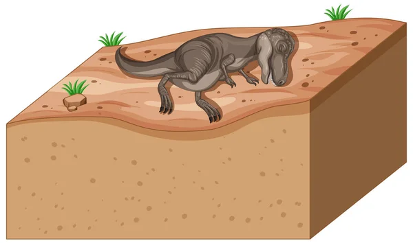 Soil Layers Dinosaur Top Illustration — Stock Vector
