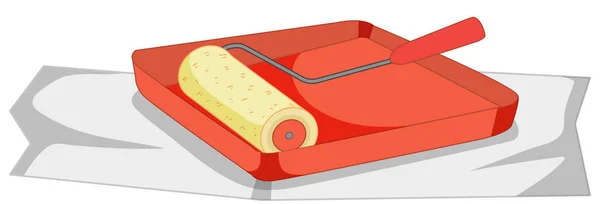 Rolo Pintura Com Bandeja Pintura Para Ilustração Trabalhos Pintura — Vetor de Stock