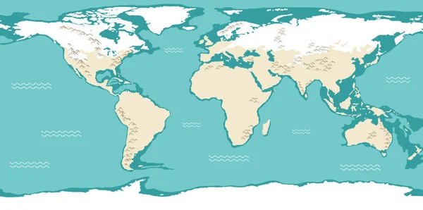Weltkarte Mit Kontinentennamen Und Abbildung Der Ozeane — Stockvektor