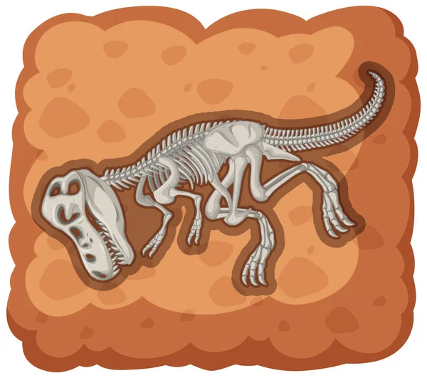 Fossil Extinct Dinosaur White Background Illustration — Stock Vector