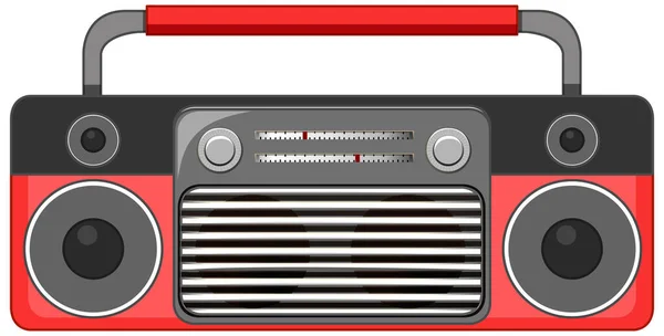 Lecteur Musique Radio Rouge Isolé Sur Fond Blanc Illustration — Image vectorielle