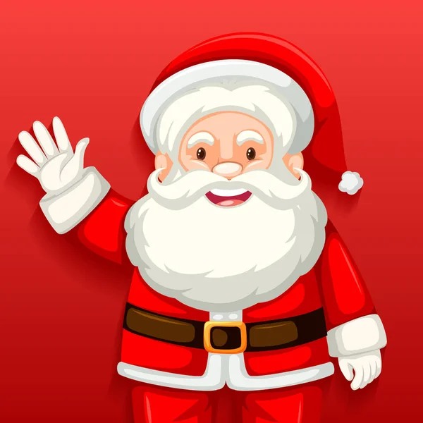 Mignon Père Noël Personnage Dessin Animé Sur Fond Rouge Illustration — Image vectorielle