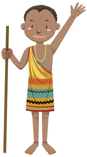Etniskt Folk Afrikanska Stammar Traditionella Kläder Tecknad Karaktär Illustration — Stock vektor