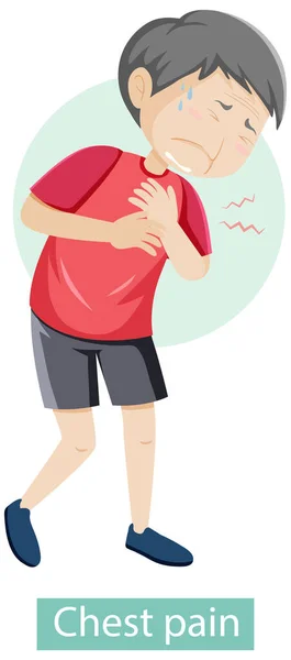 Cartoon Character Chest Pain Symptoms Illustration — Stock Vector