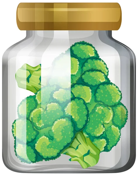Broccoli Glass Jar Illustration — Stock Vector