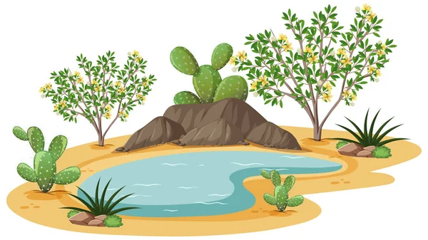 白い背景のイラストの野生の砂漠でブッシュ植物を浄化する — ストックベクタ