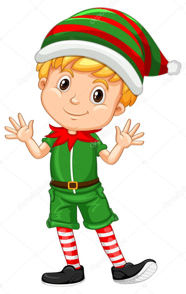 Cute boy wearing Christmas costumes cartoon character illustration