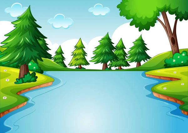 Ilustración Paisaje Parque Vacío — Vector de stock