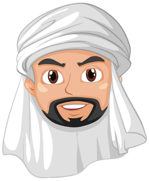 Erwachsene Mann Arabisch Muslimisch Kopf Cartoon Figur Illustration — Stockvektor