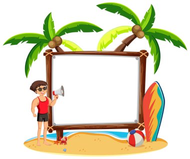 Yaz temalı resimli boş pankart