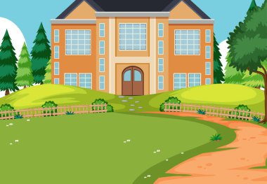 Doğada büyük bir evi olan boş bir sahne