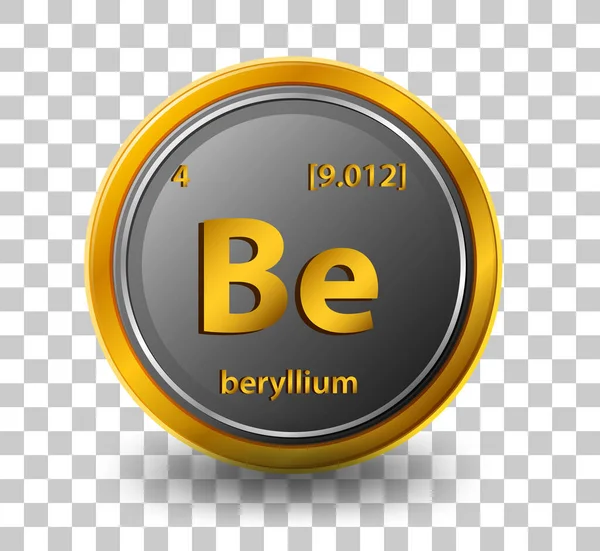 Élément Chimique Béryllium Symbole Chimique Avec Numéro Atomique Masse Atomique — Image vectorielle