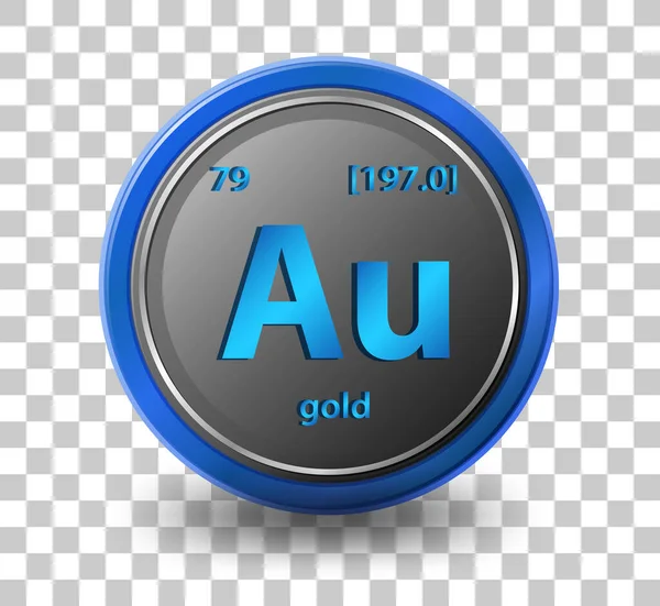 金の化学元素 原子番号と原子質量を持つ化学記号 イラスト — ストックベクタ