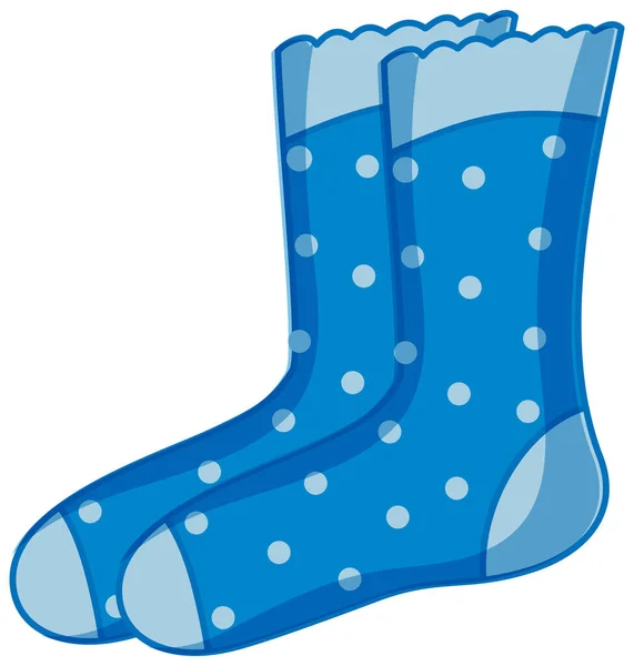 Chaussettes Pois Bleus Style Dessin Animé Isolé Sur Fond Blanc — Image vectorielle