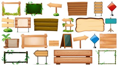 Set of various type of sign banner illustration clipart