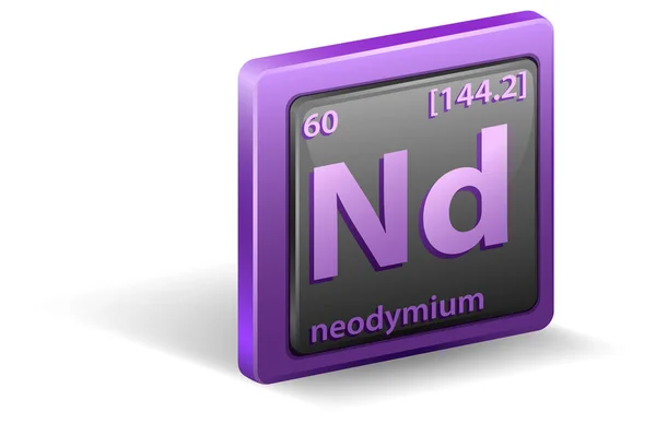 Elemento Químico Neodimio Símbolo Químico Con Número Atómico Masa Atómica — Vector de stock