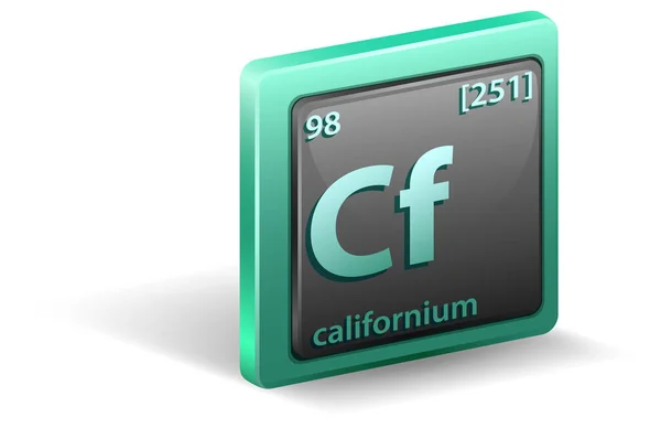 Californium Chemický Prvek Chemický Symbol Atomovým Číslem Atomovou Hmotností Ilustrace — Stockový vektor