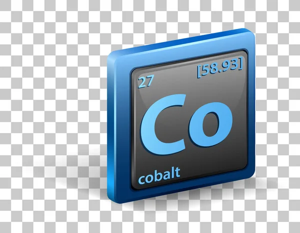 Élément Chimique Cobalt Symbole Chimique Avec Numéro Atomique Masse Atomique — Image vectorielle