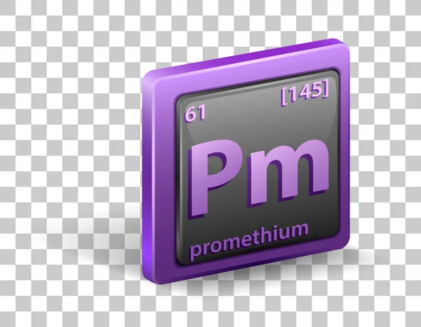 Prometiumkemiskt Grundämne Kemisk Symbol Med Atomnummer Och Atommassa Illustration — Stock vektor