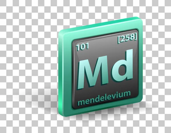 Mendelevium Chemisches Element Chemisches Symbol Mit Ordnungszahl Und Atommasse Illustration — Stockvektor