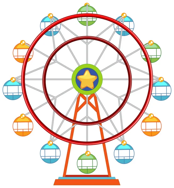 Ferris Wheel Colorful Isolated White Background Illustration — Stock Vector
