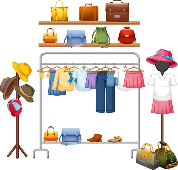 Isolated Clothes Rack Display Illustration — Stock Vector