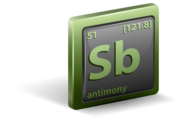 Elemento Químico Antimónio Símbolo Químico Com Número Atômico Massa Atômica — Vetor de Stock