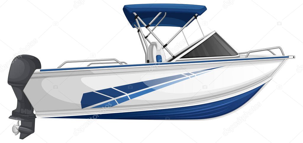 Speed boat or power boat isolated on white background illustration