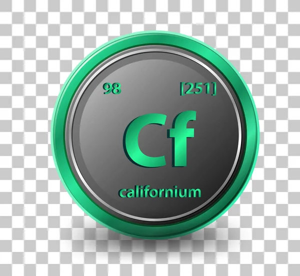 Élément Chimique Californien Symbole Chimique Avec Numéro Atomique Masse Atomique — Image vectorielle