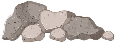 Beyaz arkaplan illüstrasyonunda gri taşlar kümesi