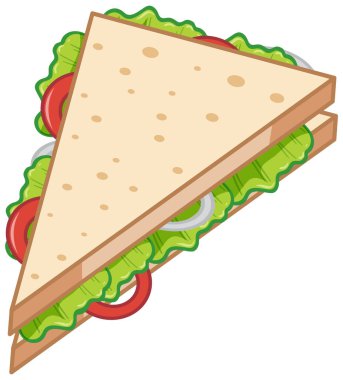 Beyaz arkaplan illüstrasyonunda sağlıklı sandviç