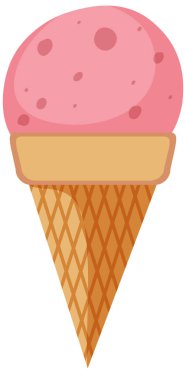 Çilekli dondurma külahı izole edilmiş.