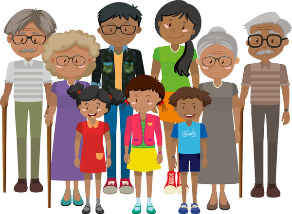 Member of family cartoon character on white background illustration