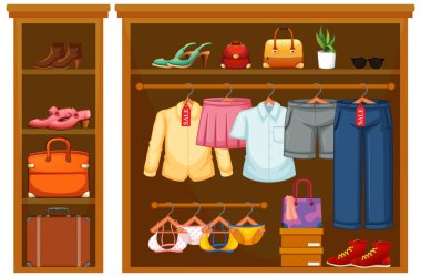 Dolap resimlerinde izole giysiler var.